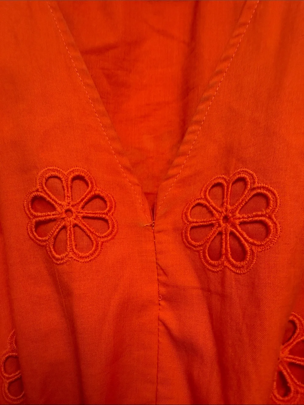 Kate Spade Women's Orange Eyelet Midi Dress with Tie Waist - Picture 3 of 7